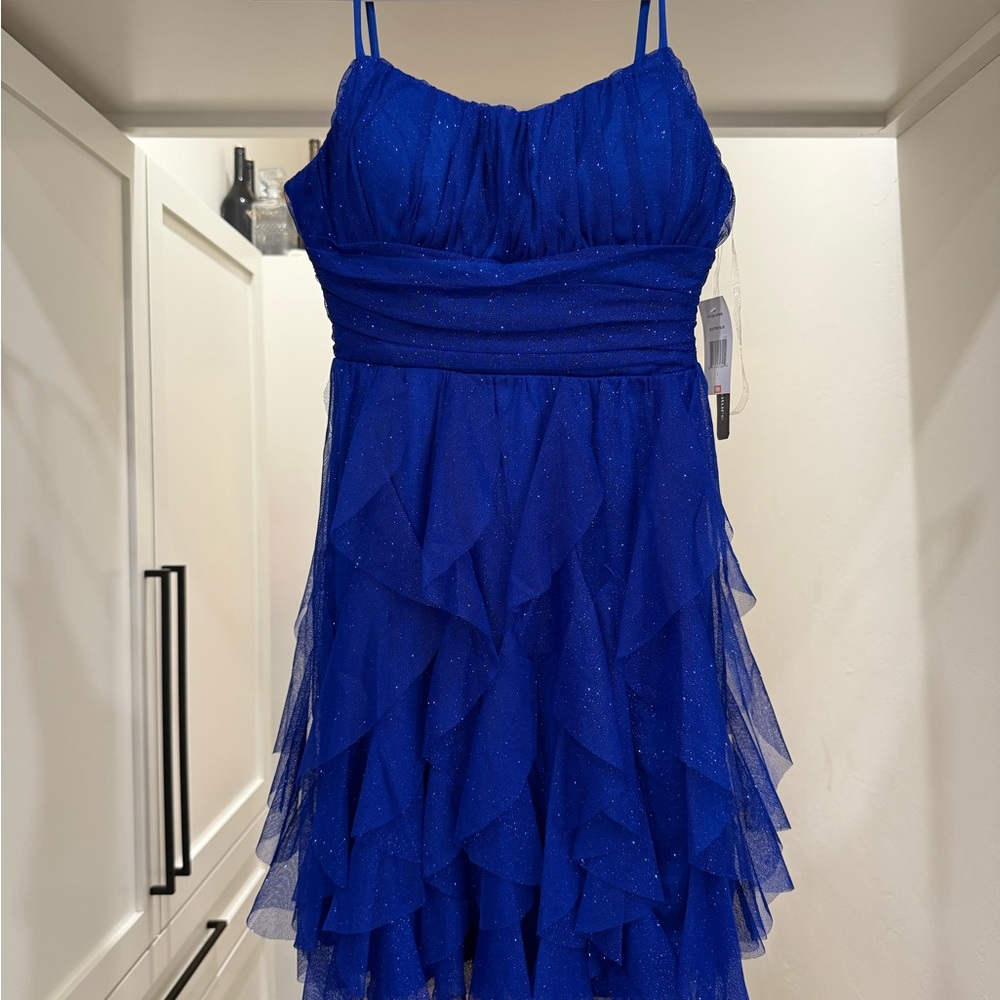 Sparkling Blue Ruffled Dress